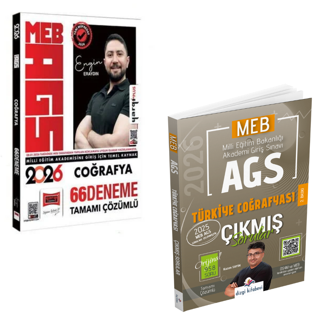 Dizgi Kitap 2026 MEB AGS Tamamı Video Çözümlü Türkiye Coğrafyası Çıkmış Sorular ve MEB AGS Coğrafya 66 Deneme Yargı Yayınları Seti