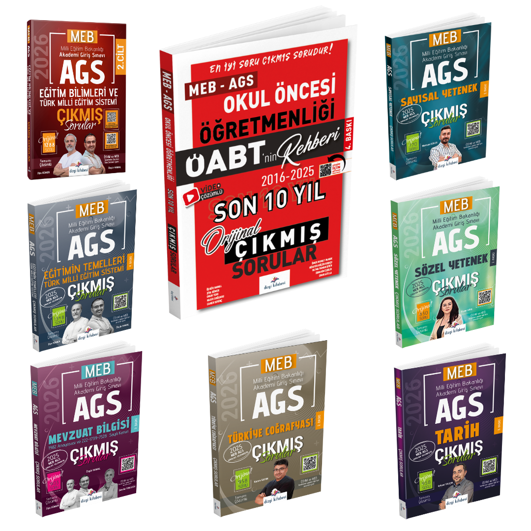 Dizgi Kitap 2026 Meb Ags Çıkmış Sorular & Öabt Okul Öncesi Öğretmenliği Çıkmış Sorular Seti - Konu Tasnifli ve Tamamı Video Çözümlü