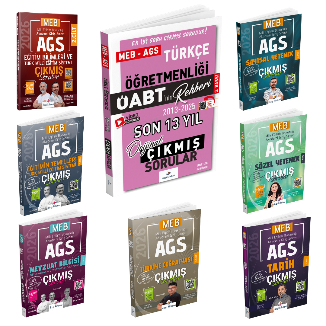 Dizgi Kitap 2026 Meb Ags Çıkmış Sorular & Öabt Türkçe Öğretmenliği Çıkmış Sorular Seti - Konu Tasnifli ve Tamamı Video Çözümlü