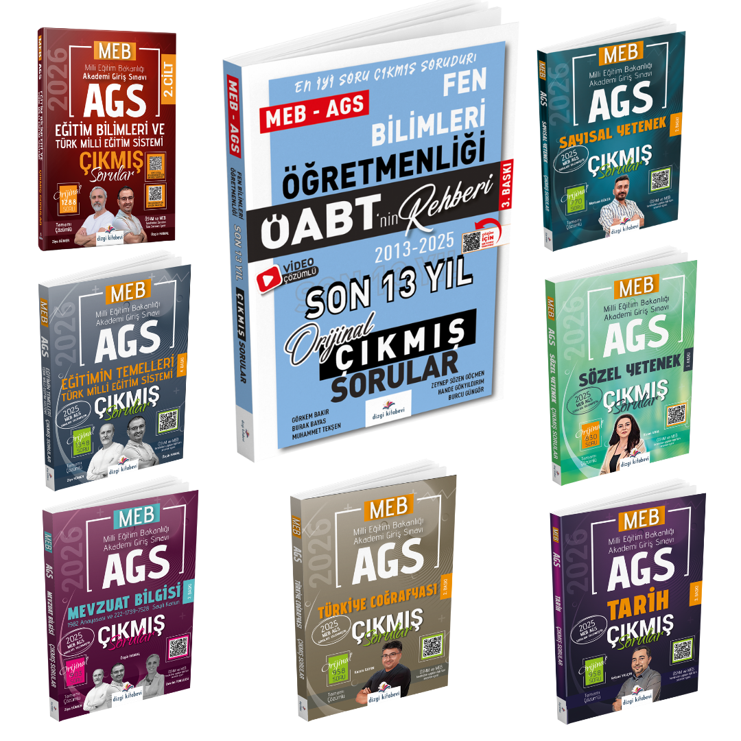 Dizgi Kitap 2026 Meb Ags Çıkmış Sorular & Öabt Fen Bilimleri Öğretmenliği Çıkmış Sorular Seti - Konu Tasnifli ve Tamamı Video Çözümlü