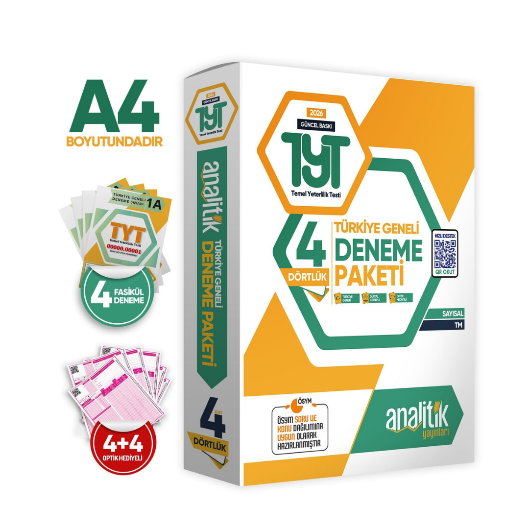 2026 TYT Analitik Deneme Paketi Dört 4lük Türkiye Geneli Değerlendirmeli Özgün Güncel Deneme Sınavı Analitik Yayınları