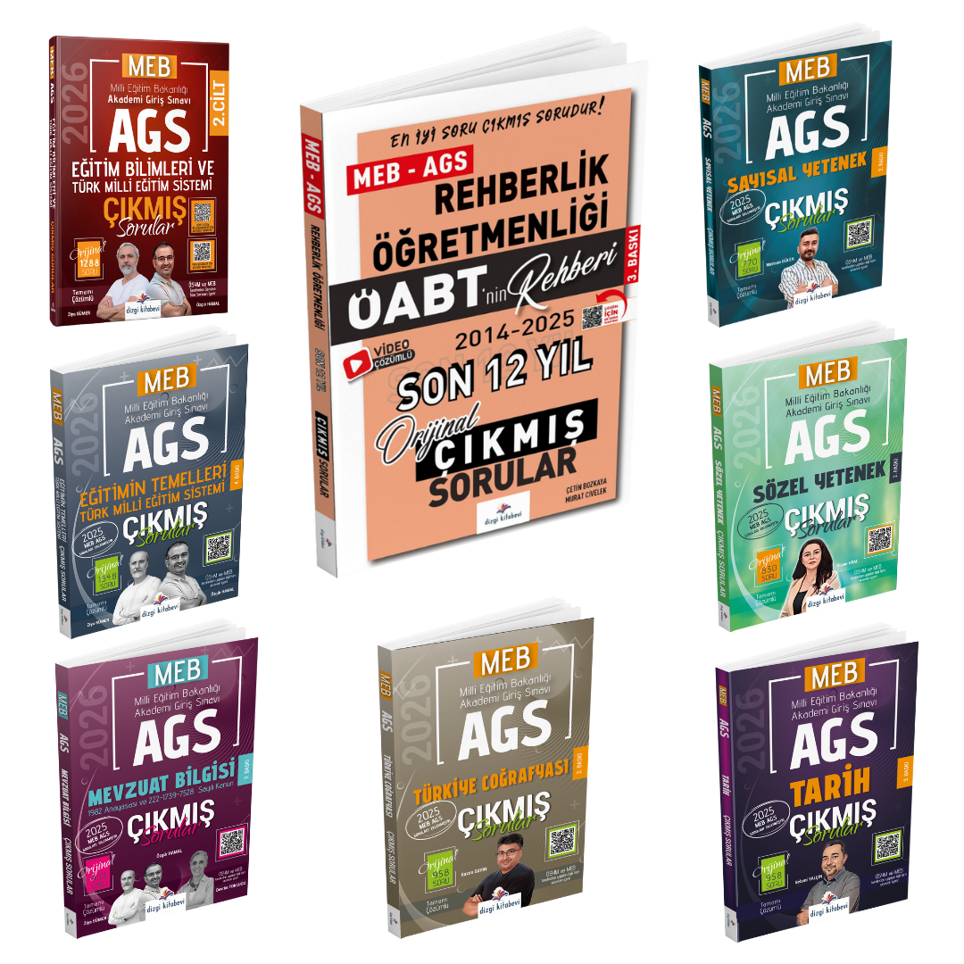 Dizgi Kitap 2026 Meb Ags Çıkmış Sorular & Öabt Rehberlik ( PDR) Öğretmenliği Çıkmış Sorular Seti - Konu Tasnifli ve Tamamı Video Çözümlü