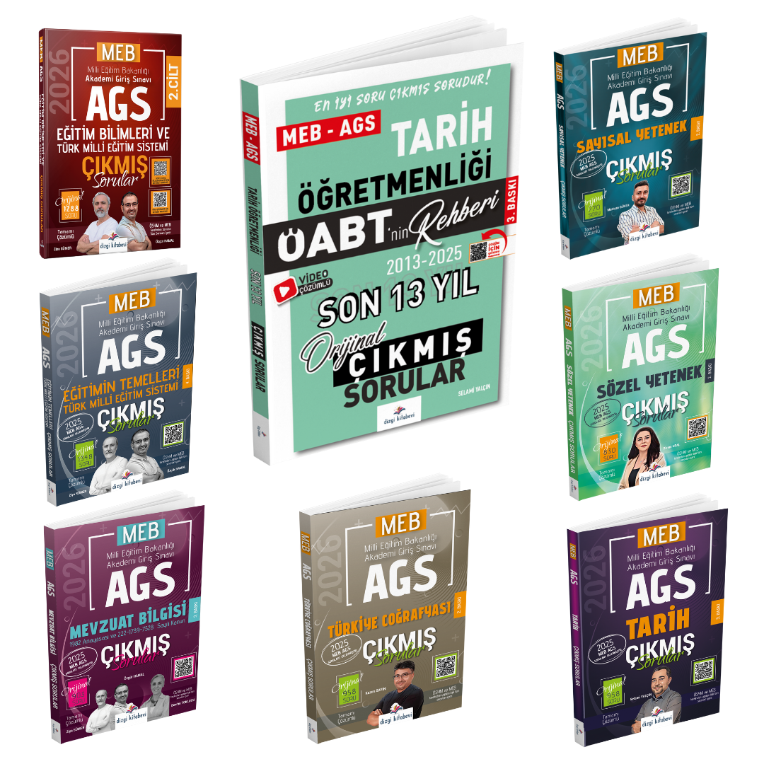 Dizgi Kitap 2026 Meb Ags Çıkmış Sorular & Öabt Tarih Öğretmenliği Çıkmış Sorular Seti - Konu Tasnifli ve Tamamı Video Çözümlü