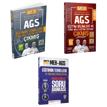 Dizgi Kitap 2026 MEB AGS Eğitim Bilimleri ve Türk Milli Eğitim Sistemi Çıkmış Sorular 2. Cilt & Eğitimin Temelleri Türk Milli Eğitim Sistemi Çıkmış Sorular ve Eğitimin Temelleri Türk Milli Eğitim Sistemi Soru Bankası İndeks Akademi Yayıncılık Seti