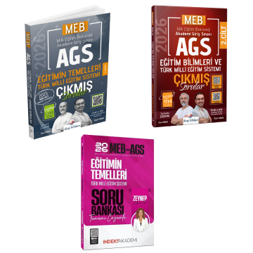 Dizgi Kitap 2026 MEB AGS Eğitim Bilimleri ve Türk Milli Eğitim Sistemi Çıkmış Sorular 2. Cilt & Eğitimin Temelleri Türk Milli Eğitim Sistemi Çıkmış Sorular ve Eğitimin Temelleri Türk Milli Eğitim Sistemi Soru Bankası İndeks Akademi Yayıncılık Seti