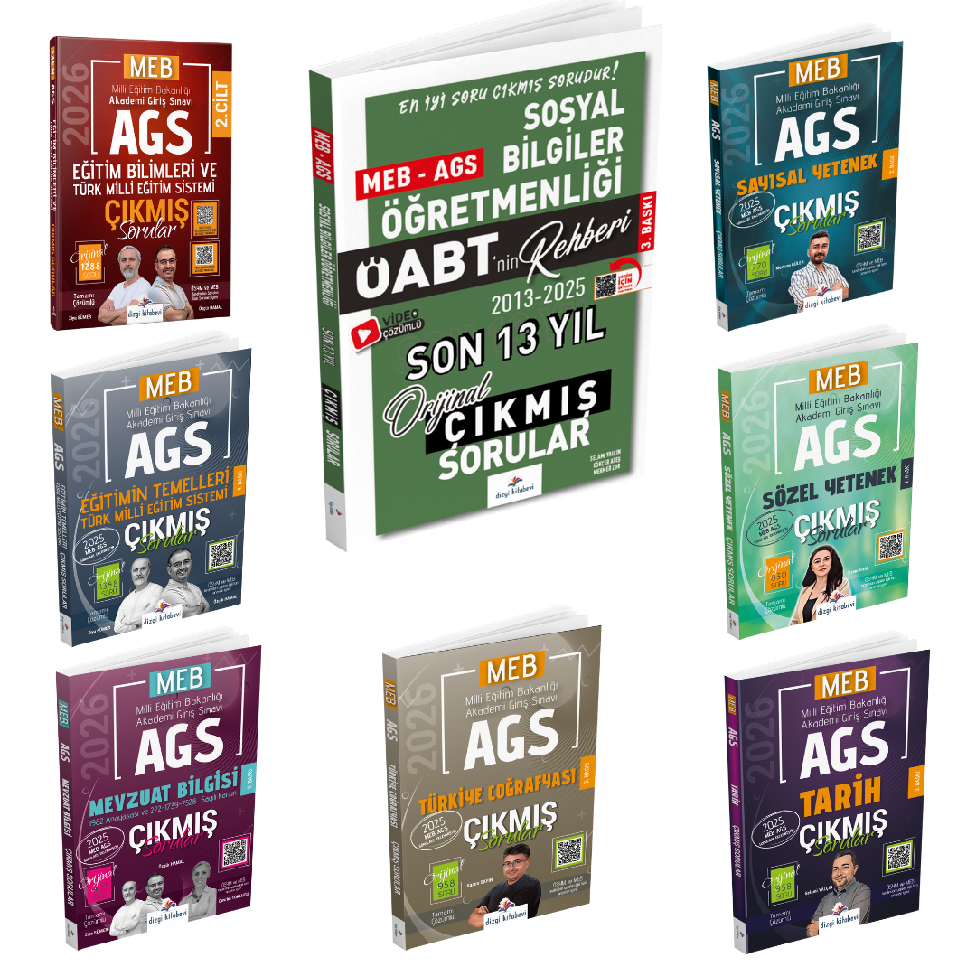 Dizgi Kitap 2026 Meb Ags Çıkmış Sorular & Öabt Sosyal Bilgiler Öğretmenliği Çıkmış Sorular Seti - Konu Tasnifli ve Tamamı Video Çözümlü