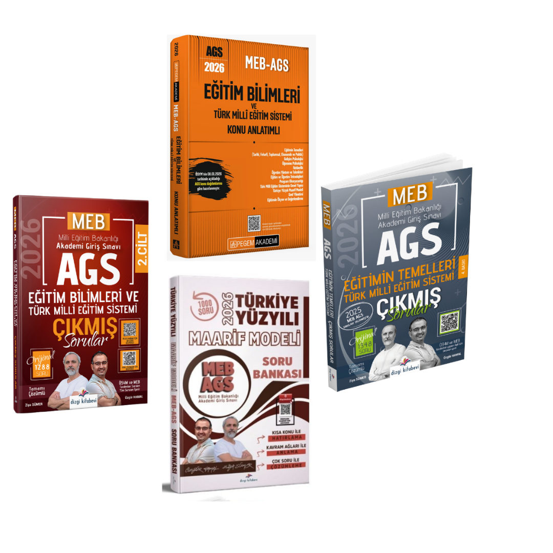 Dizgi Kitap 2026 MEB AGS Eğitim Bilimleri Türk Milli Eğitim Sistemi Çıkmış Sorular & Eğitimin Temelleri Çıkmış Sorular & MEB AGS Türkiye Yüzyılı Maarif Modeli & MEB AGS Eğitim Bilimleri ve Türk Milli Eğitim Sistemi Konu Anlatımlı Pegem Akademi Seti