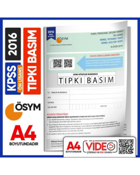2016 KPSS Ön Lisans ÖSYM Tıpkı Basım Çıkmış Soru Deneme Kitapçığı (Video Çözümlü Türkiye Geneli) İnformal Yayınları