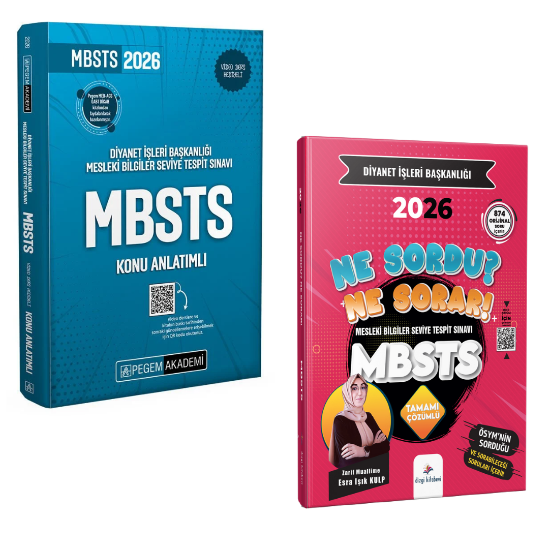Dizgi Kitap 2026 Diyanet İşleri Başkanlığı Mesleki Bilgiler Seviye Tespit Sınavı MBSTS Soru Bankası ve Diyanet İşleri Başkanlığı Mesleki Bilgiler Seviye Tespit Sınavı MBSTS Konu Anlatımlı Pegem Yayınları Seti