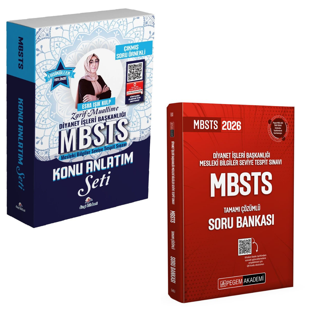 Dizgi Kitap 2026 Diyanet İşleri Başkanlığı Mesleki Bilgiler Seviye Tespit Sınavı MBSTS Çıkmış Soru Örnekli Fasiküller Halinde Konu Anlatım ve MBSTS Tamamı Çözümlü Soru Bankası Pegem Yayınları Seti
