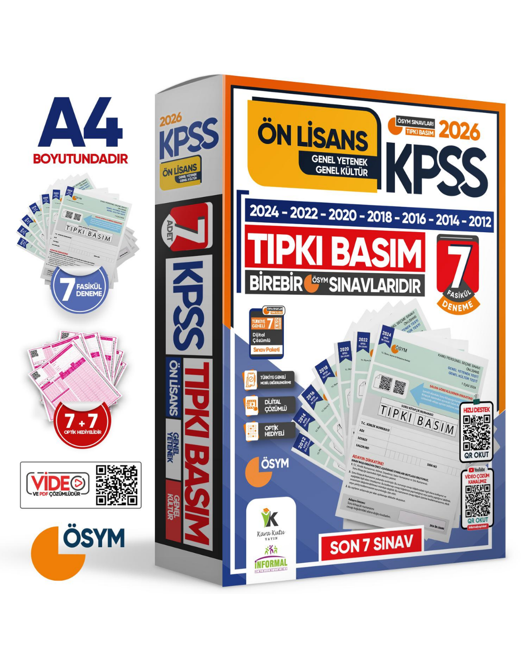 2026 KPSS Ön Lisans ÖSYM Çıkmış Soru Tıpkı Basım 7li Deneme Paketi Türkiye Geneli Dijital Çözümlü İnformal Yayınları