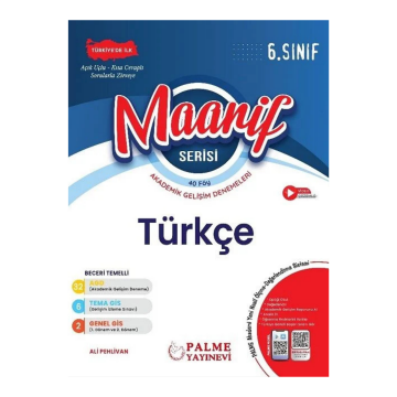 Palme Yayınları 6. Sınıf Maarif Serisi Türkçe Haftalık Deneme 40 Föy