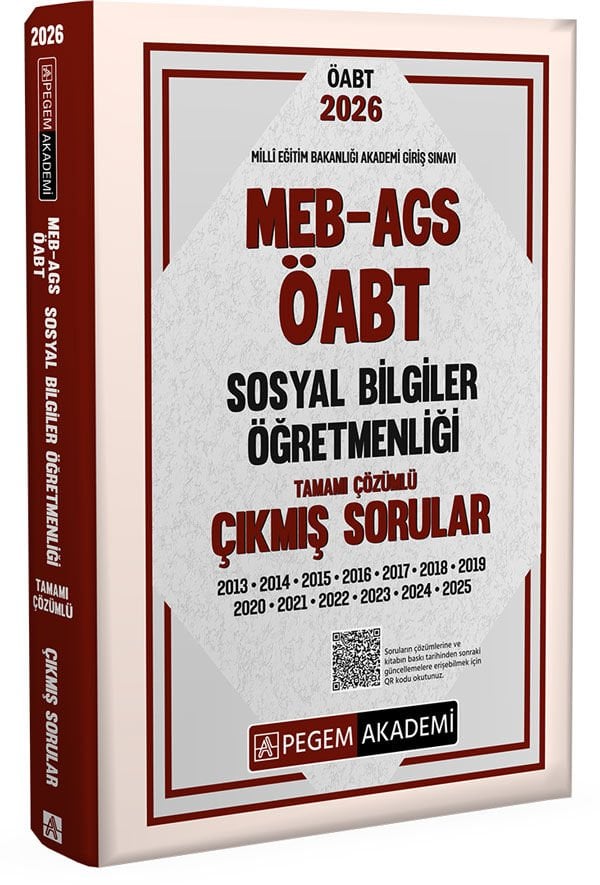 2026 MEB AGS ÖABT Sosyal Bilgiler Öğretmenliği Tamamı Çözümlü Çıkmış Sorular Pegem Yayınları