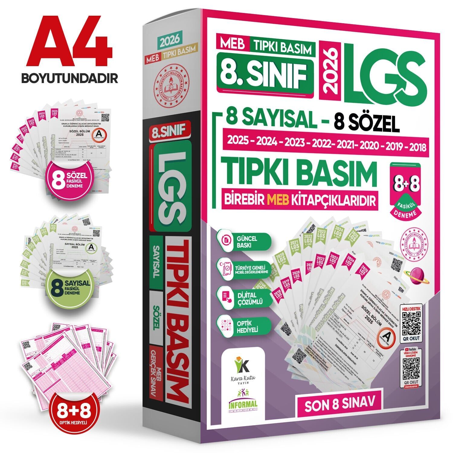2026 8.Sınıf LGS Tıpkı Basım Çıkmış Soru 8+8 Deneme Paketi (Say+Söz) Türkiye Geneli Dijital Çözümlü İnformal Yayınları