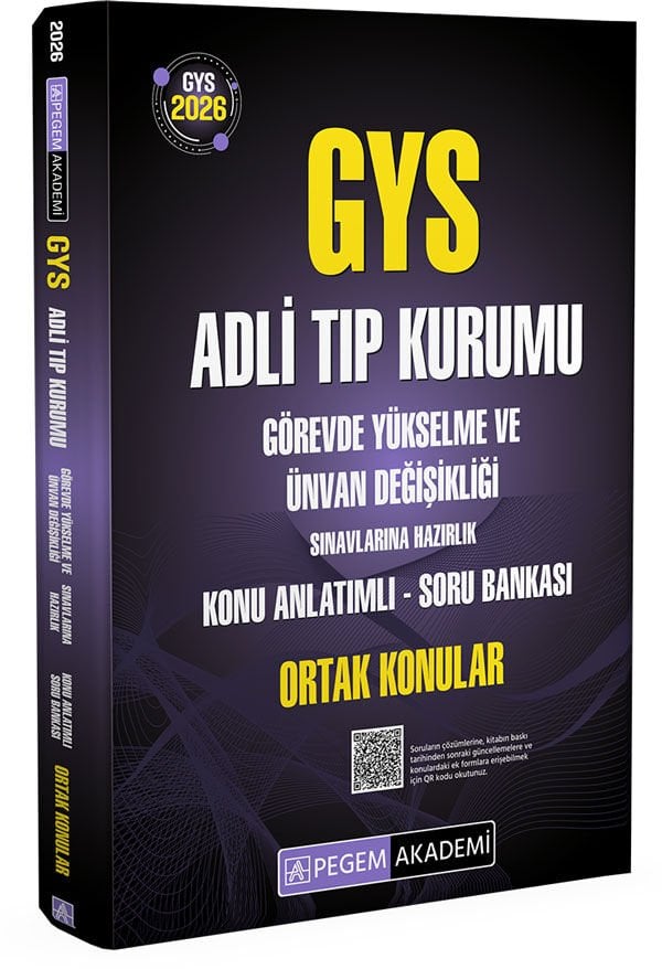 2026 GYS Adli Tıp Kurumu Görevde Yükselme ve Ünvan Değişikliği Sınavlarına Hazırlık Konu Anlatımlı Soru Bankası Ortak Konular Pegem Yayınları