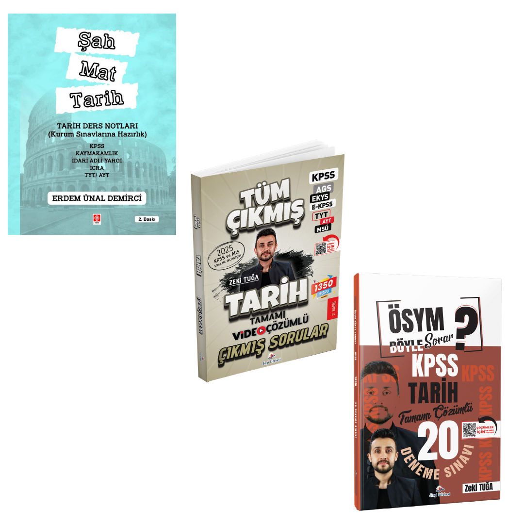 Dizgi Kitap 2026 KPSS AGS Tarih Tüm Sınavlar Tamamı Video Çözümlü Çıkmış Sorular, 20 Deneme Sınavı ve Şah Mat Tarih Tarih Ders Notları Seti