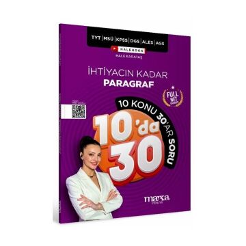 Marka Yayınları KPSS MEB-AGS TYT MSÜ DGS ALES İhtiyacın Kadar Paragraf 10 da 30 Soru Bankası Çözümlü Yektuğ Mat - Hale Karataş