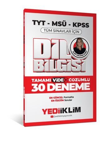 2026 KPSS MSÜ TYT Dil Bilgisi Tamamı Video Çözümlü Tüm Sınavlar için 30 Deneme Yediiklim Yayınları