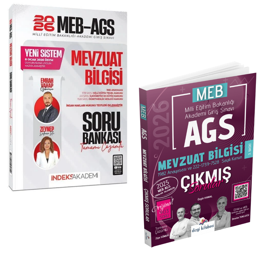 Dizgi Kitap 2026 MEB AGS Mevzuat Bilgisi Çıkmış Sorular ve MEB AGS Mevzuat Bilgisi Soru Bankası İndeks Akademi Seti