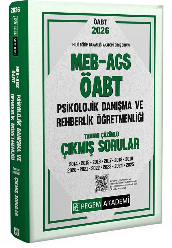 2026 MEB AGS ÖABT Psikolojik Danışma ve Rehberlik Öğretmenliği Tamamı Çözümlü Çıkmış Sorular Pegem Yayınları