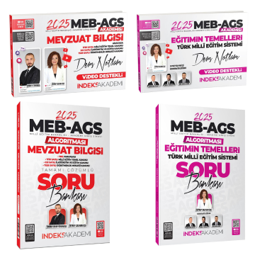 İndeks Akademi 2025 Meb Ags Eğitimin Temelleri, Türk Milli Eğitim Sistemi, Mevzuat Ders Notları ve Soru Bankası 4 lü Set İndeks Akademi Yayıncılık