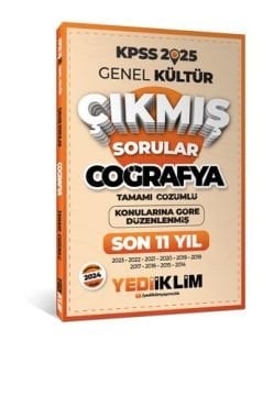 Yediiklim Yayınları 2025 KPSS Genel Kültür Lisans Coğrafya Konularına Göre Tamamı Çözümlü Son 11 Yıl Çıkmış Sorular