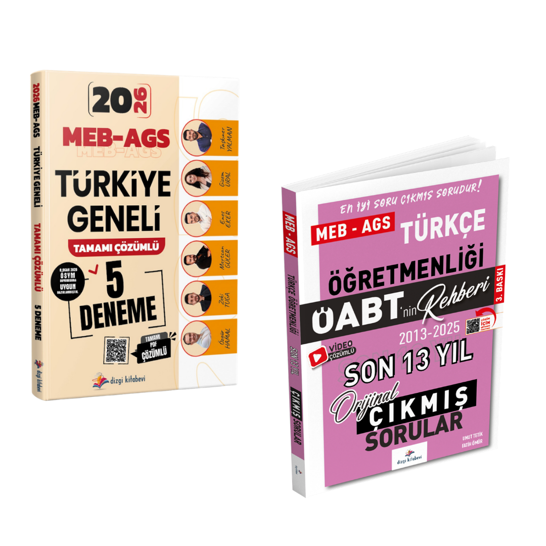 Dizgi Kitap 2026 MEB AGS Türkiye Geneli 5 Deneme & Meb Ags ÖABT Türkçe Öğretmenliği Son 13 Yıl Çıkmış Sınav Soruları Seti