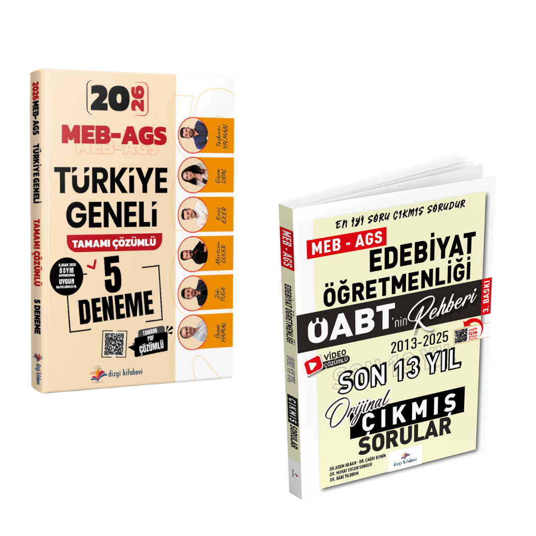 Dizgi Kitap 2026 MEB AGS Türkiye Geneli 5 Deneme & Meb Ags ÖABT Türk Dili ve Edebiyatı Öğretmenliği Son 13 Yıl Çıkmış Sınav Soruları Seti