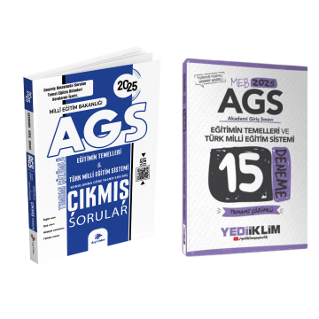 Dizgi Kitap 2025 MEB AGS Tamamı Video Çözümlü Eğitimin Temelleri Türk Milli Eğitim Sistemi Çıkmış Sorular ve Yediiklim Yayınları 15 Deneme Seti