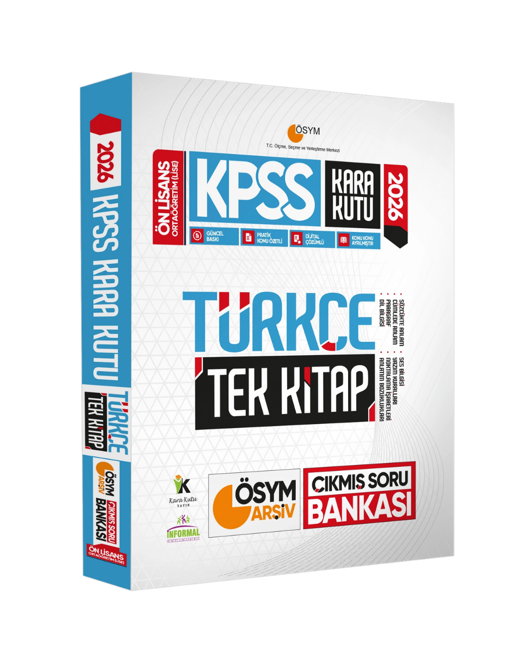 2026 KPSS Önlisans/Ortaöğretim Kara Kutu Türkçe TEK KİTAP ÖSYM Çıkmış Soru Bankası Konu Özetli Çözümlü İnformal Yayınları