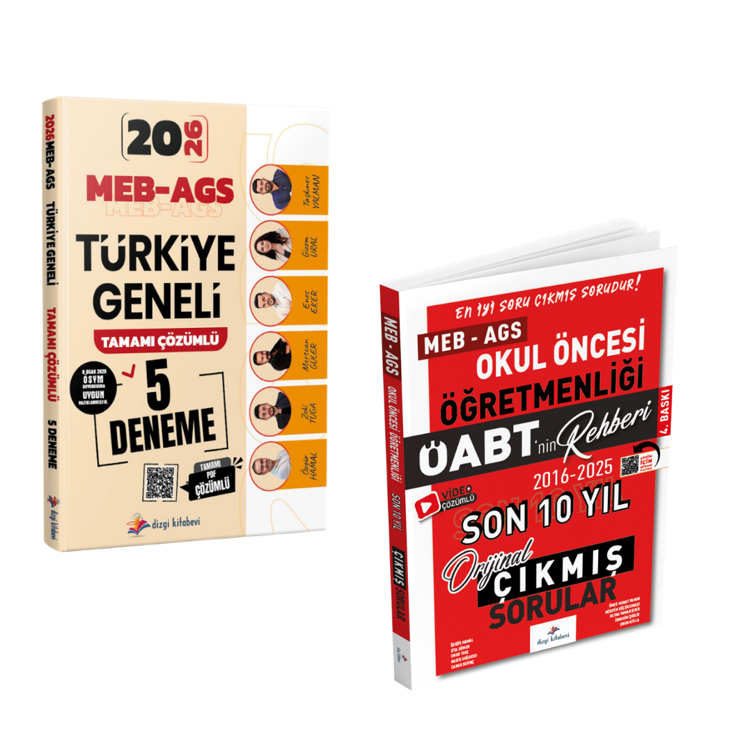 Dizgi Kitap 2026 MEB AGS Türkiye Geneli 5 Deneme & Meb Ags ÖABT Okul Öncesi Öğretmenliği Son 10 Yıl Çıkmış Sınav Soruları Seti