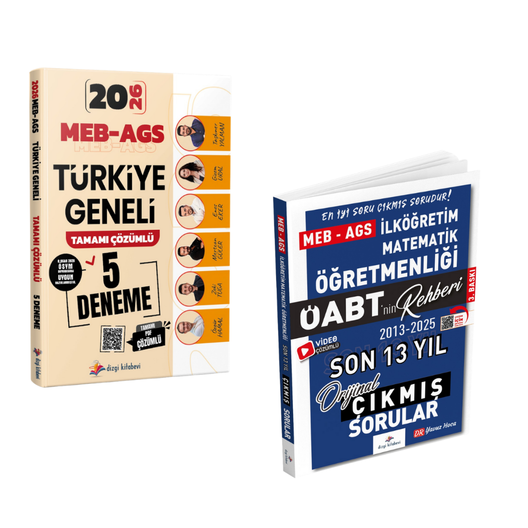 Dizgi Kitap 2026 MEB AGS Türkiye Geneli 5 Deneme & Meb Ags ÖABT İlköğretim Matematik Öğretmenliği Son 13 Yıl Çıkmış Sınav Soruları Seti