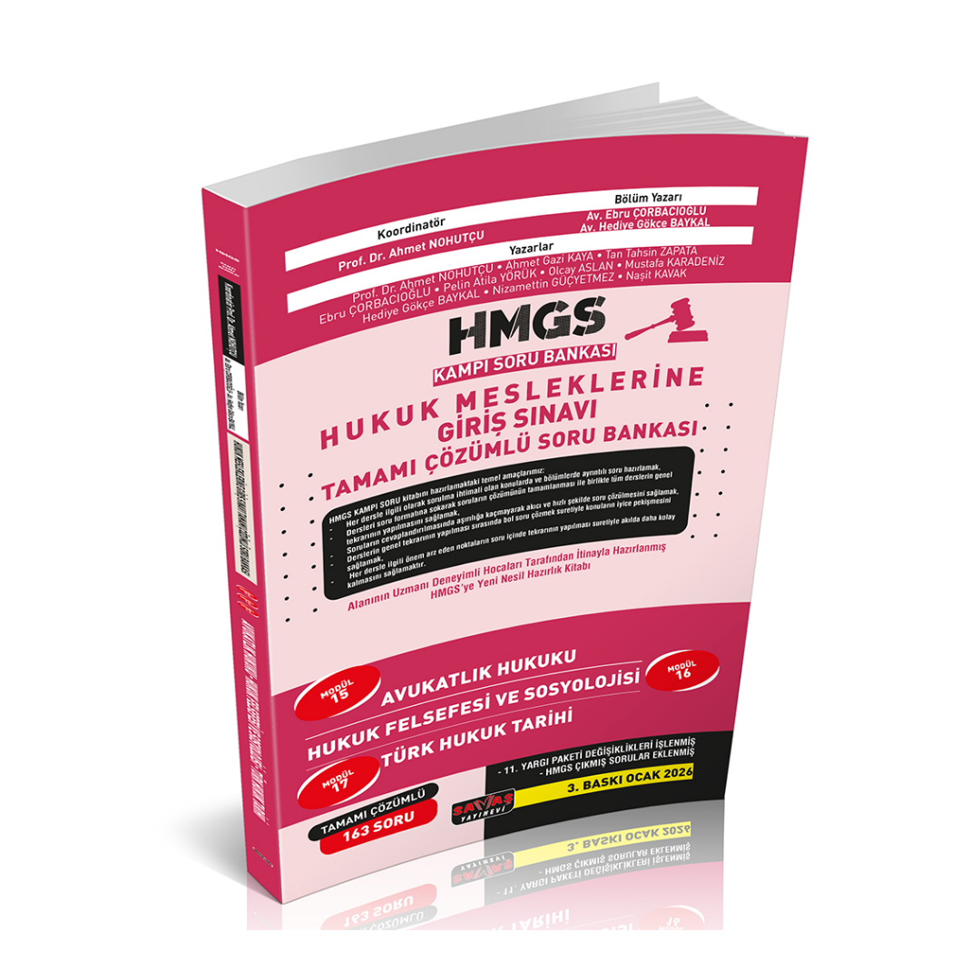 HMGS Kampı Avukatlık Hukuku, Hukuk Felsefesi ve Sosyolojisi, Türk Hukuk Tarihi Soru Bankası Savaş Yayınları