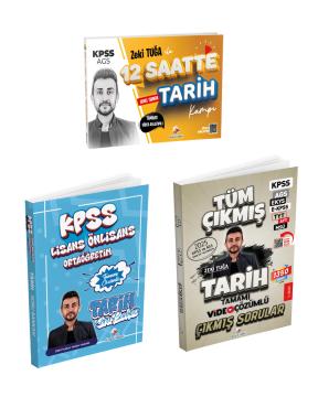 Dizgi Kitap 2026 KPSS Zeki Tuğa ile Tamamı Video Anlatımlı 12 Saatte Tarih Tekrar Kampı, Tamamı Çözümlü Soru Bankası ve Çıkmış Sorular Zeki Tuğa Seti