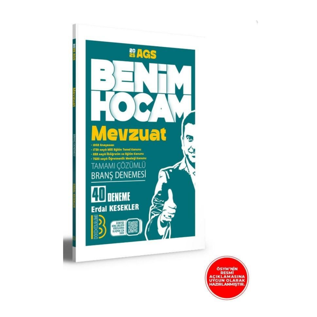 2026 MEB AGS Mevzuat Tamamı Çözümlü 40 Branş Deneme Erdal Kesekler Benim Hocam Yayınları