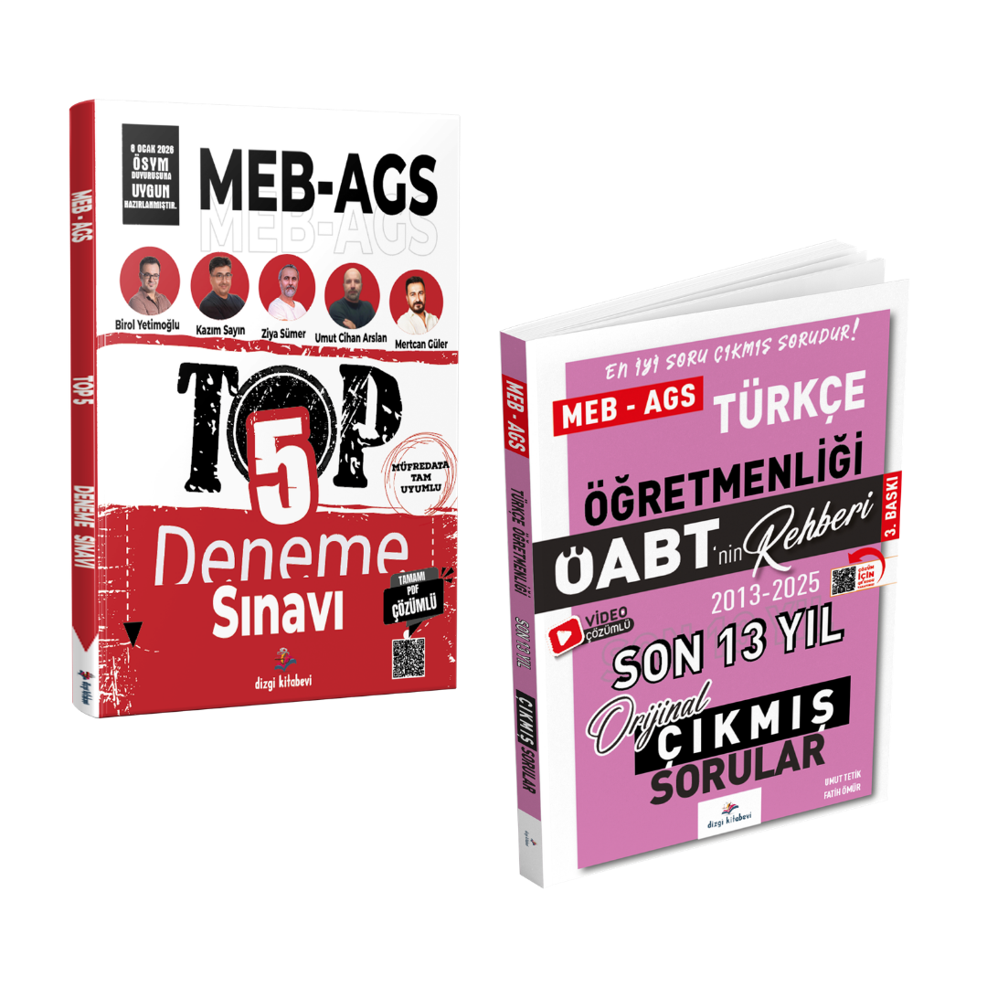 Dizgi Kitap 2026 MEB AGS TOP 5 Fasiküller Halinde 5 Deneme &  Meb Ags ÖABT Türkçe Öğretmenliği Son 13 Yıl Çıkmış Sınav Soruları Seti