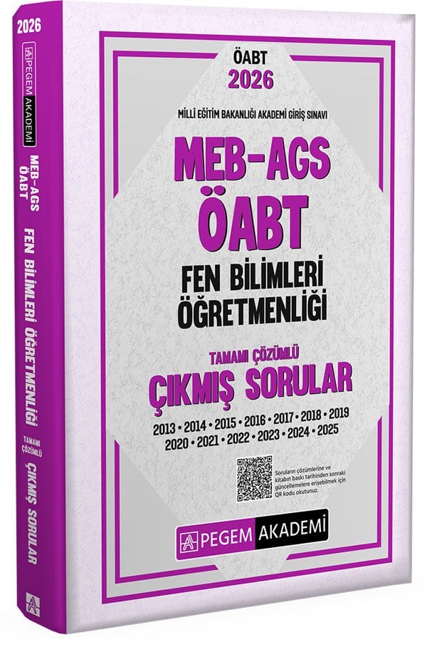 2026 MEB AGS ÖABT Fen Bilimleri Öğretmenliği Tamamı Çözümlü Çıkmış Sorular Pegem Yayınları