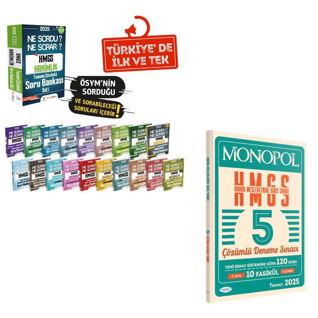Dizgi Kitap Hukuk Atölyesi HMGS Hakimlik Ne Sordu Ne Sorar Tamamı Çözümlü Soru Bankası Seti ve Monopol Yayınları Tamamı Çözümlü 5 Deneme Sınavı