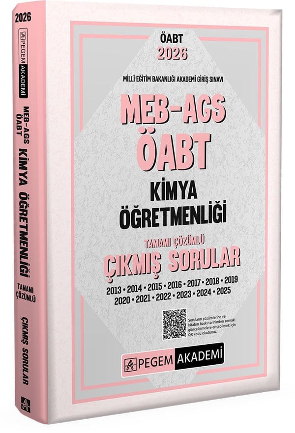 2026 MEB AGS ÖABT Kimya Öğretmenliği Tamamı Çözümlü Çıkmış Sorular Pegem Yayınları
