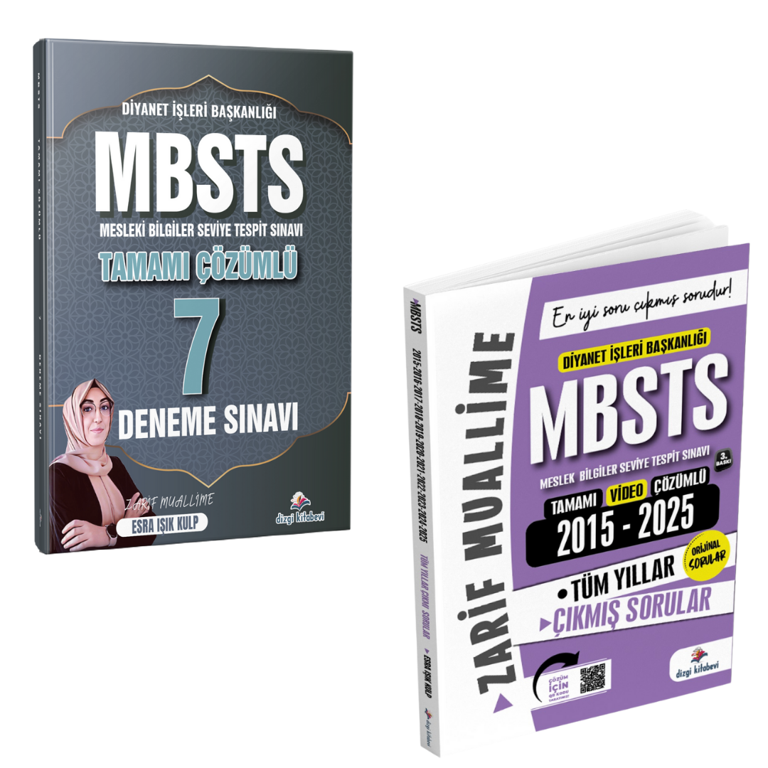 Dizgi Kitap 2026 Diyanet İşleri Başkanlığı Mesleki Bilgiler Seviye Tespit Sınavı MBSTS Tamamı Çözümlü 7 Deneme ve MBSTS 2015- 2025 Tüm Yıllar Orijinal Video Çözümlü Çıkmış Sınav Soruları Seti