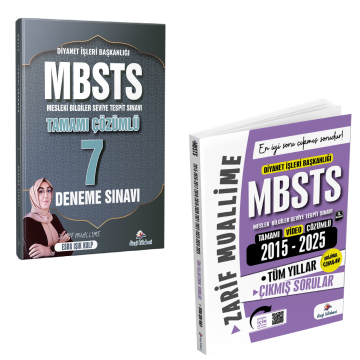Dizgi Kitap 2026 Diyanet İşleri Başkanlığı Mesleki Bilgiler Seviye Tespit Sınavı MBSTS Tamamı Çözümlü 7 Deneme ve MBSTS 2015- 2025 Tüm Yıllar Orijinal Video Çözümlü Çıkmış Sınav Soruları Seti