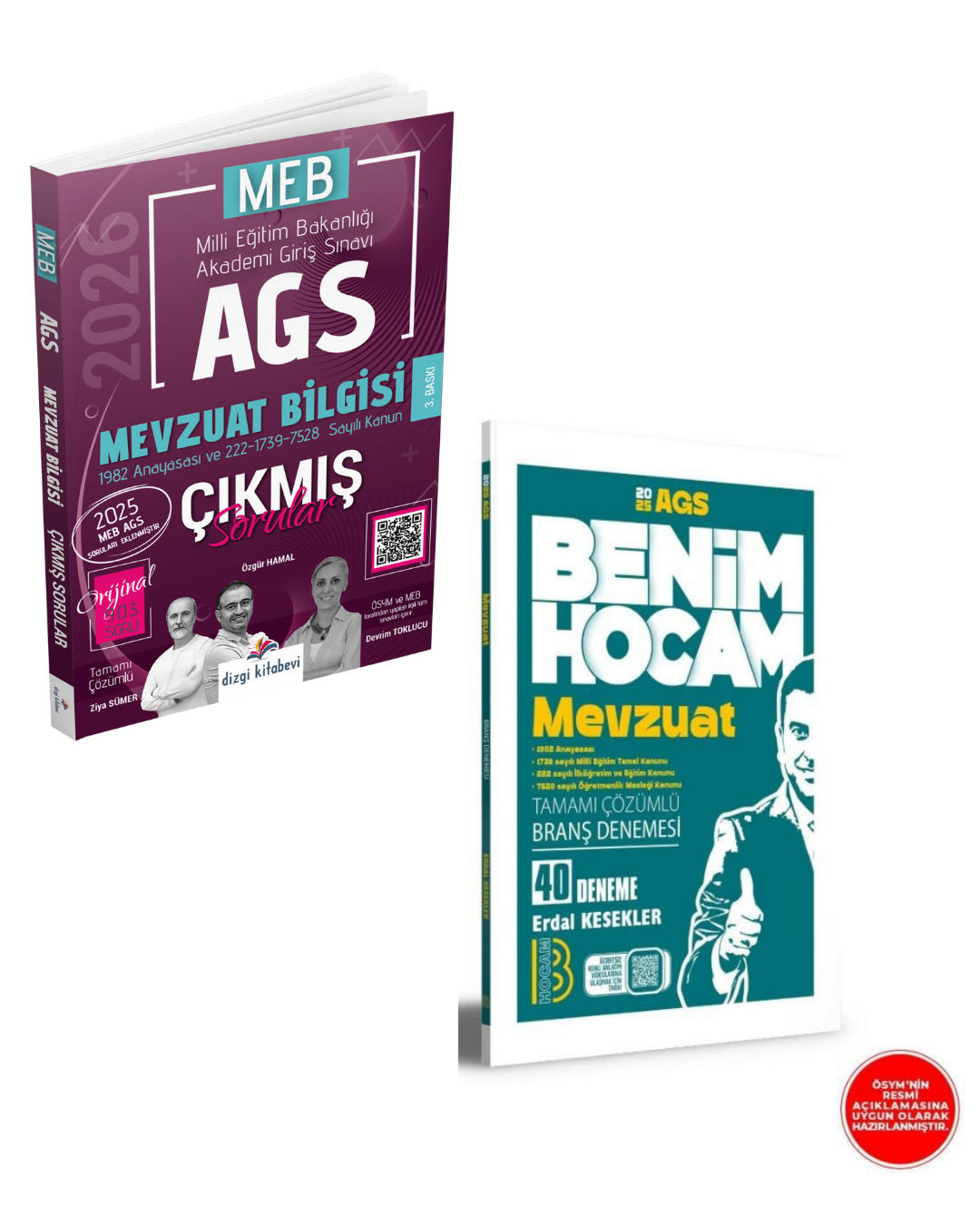 Dizgi Kitap 2026 MEB AGS Mevzuat Bilgisi Çıkmış Sorular & AGS Mevzuat 40 Branş Deneme Benim Hocam Yayınları Seti