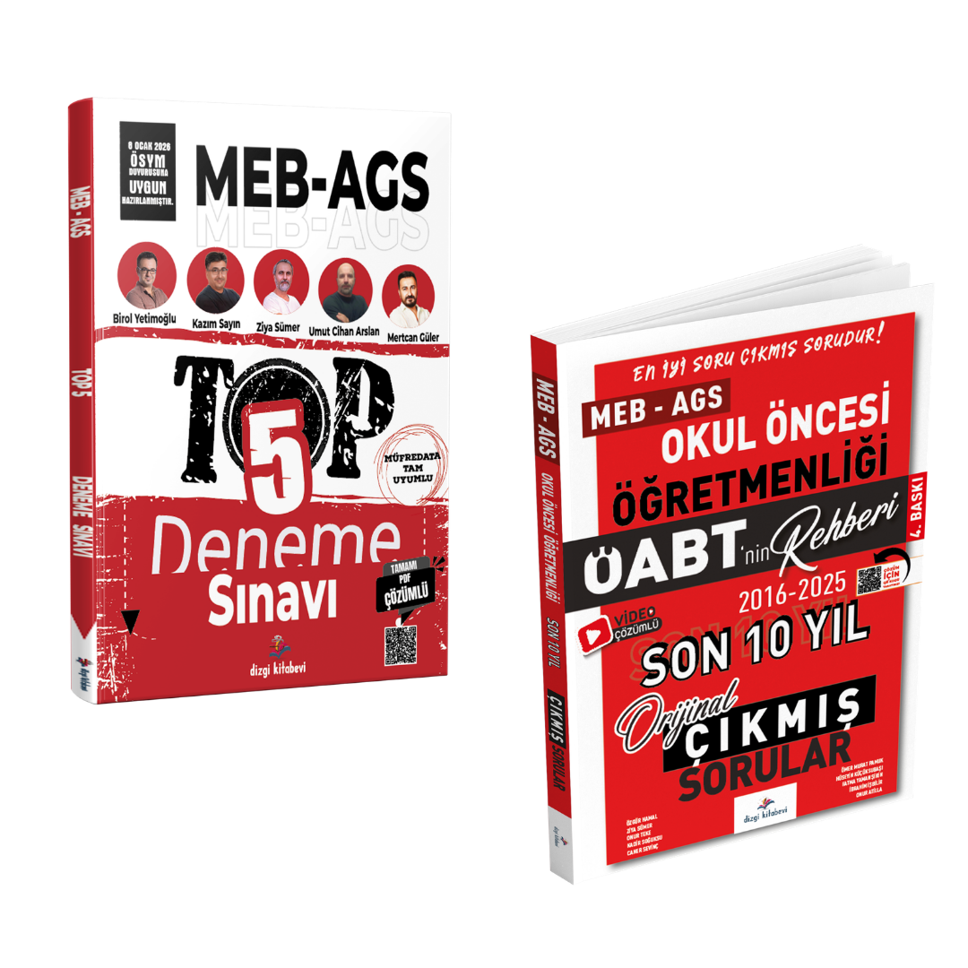 Dizgi Kitap 2026 MEB AGS TOP 5 Fasiküller Halinde 5 Deneme & Meb Ags ÖABT Okul Öncesi Öğretmenliği Son 10 Yıl Çıkmış Sınav Soruları Seti