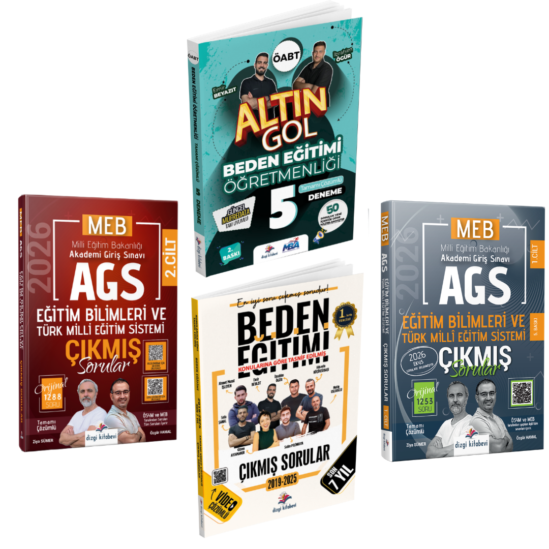 Dizgi Kitap 2026 MEB AGS ÖABT Beden Eğitimi Öğretmenliği 5 Deneme & ÖABT Beden Eğitimi Öğretmenliği Çıkmış Sorular & MEB AGS Eğitim Bilimleri ve Türk Milli Eğitim Sistemi Çıkmış Sorular Seti