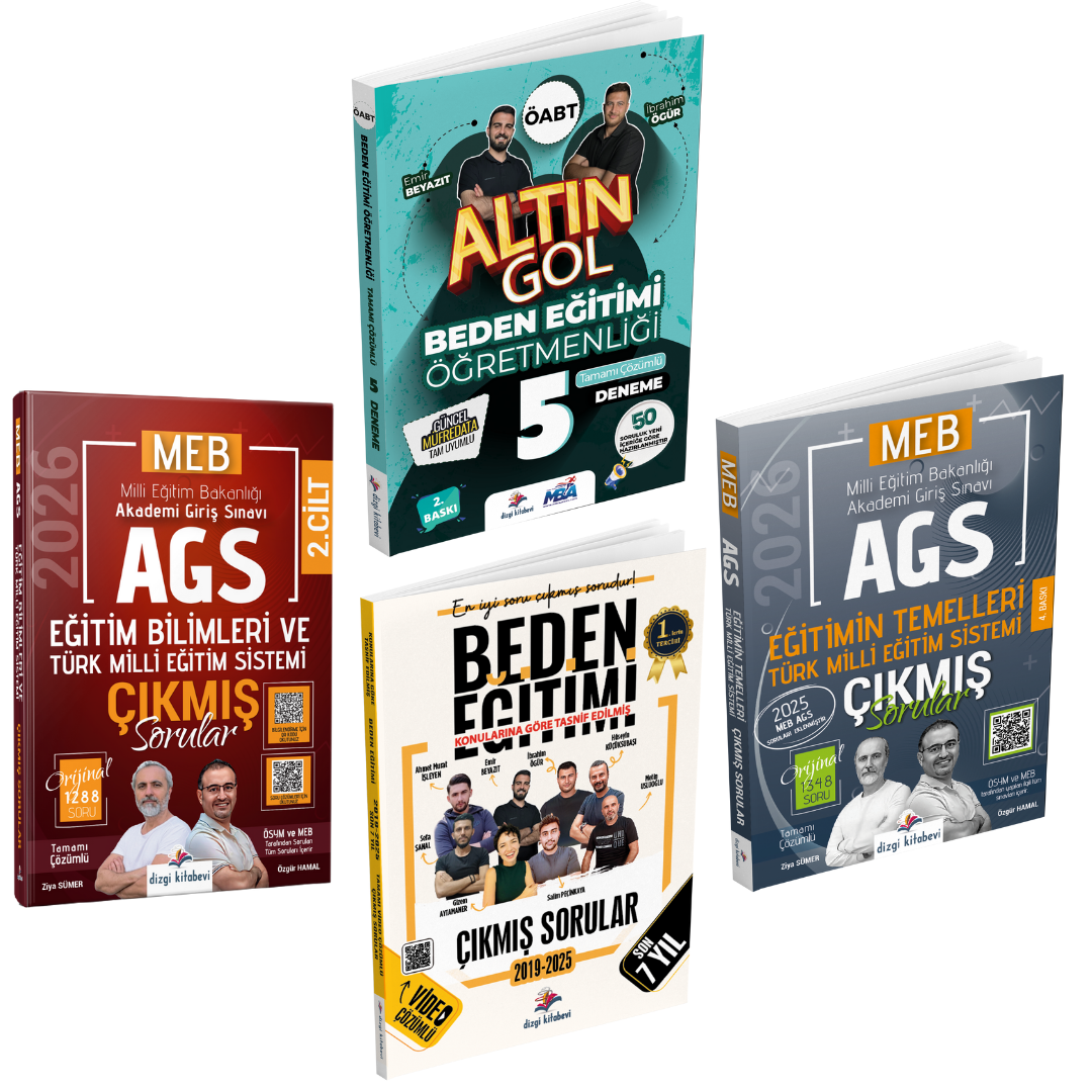 Dizgi Kitap 2026 MEB AGS ÖABT Beden Eğitimi Öğretmenliği 5 Deneme & ÖABT Beden Eğitimi Öğretmenliği Çıkmış Sorular & MEB AGS Eğitim Bilimleri ve Türk Milli Eğitim Sistemi Çıkmış Sorular & MEB AGS Eğitimin Temelleri Çıkmış Sorular Seti