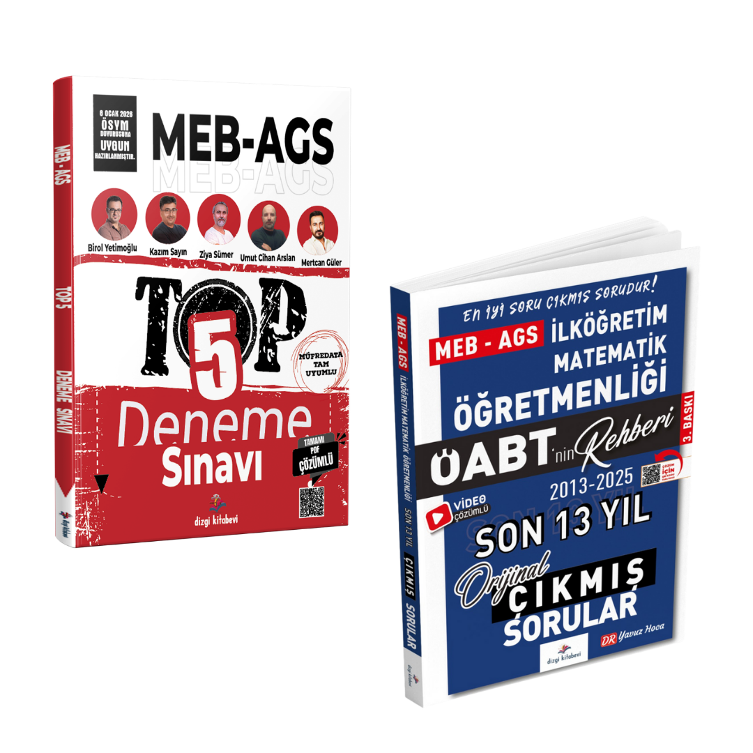 Dizgi Kitap 2026 MEB AGS TOP 5 Fasiküller Halinde 5 Deneme & Meb Ags ÖABT İlköğretim Matematik Öğretmenliği Son 13 Yıl Çıkmış Sınav Soruları Seti