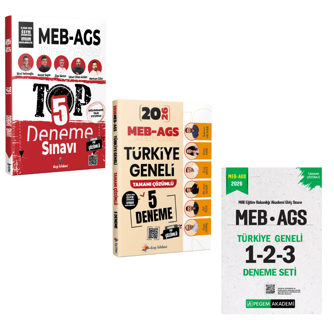 Dizgi Kitap 2026 MEB AGS TOP 5 Fasiküller Halinde 5 Deneme & MEB AGS Türkiye Geneli 5 Deneme & MEB AGS Türkiye Geneli 1-2-3 (3'lü Deneme Seti) Pegem Yayınları Seti