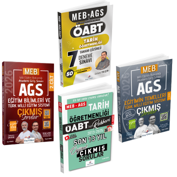 Dizgi Kitap 2026 MEB AGS ÖABT Tarih Öğretmenliği 7 Deneme & ÖABT Tarih Öğretmenliği 13 Yıl Çıkmış Sorular & MEB AGS Eğitim Bilimleri ve Türk Milli Eğitim Sistemi Çıkmış Sorular & MEB AGS Eğitimin Temelleri Çıkmış Sorular Seti