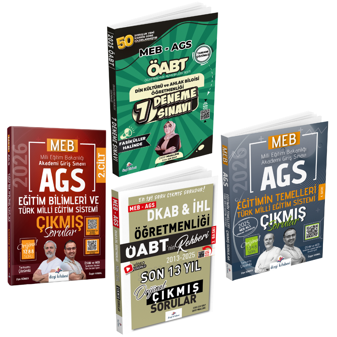 Dizgi Kitap 2026 MEB AGS ÖABT Din Kültürü Öğretmenliği 7 Deneme & ÖABT Din Kültürü Öğretmenliği 13 Yıl Çıkmış Sorular & MEB AGS Eğitim Bilimleri ve Türk Milli Eğitim Sistemi Çıkmış Sorular & MEB AGS Eğitimin Temelleri Çıkmış Sorular Seti