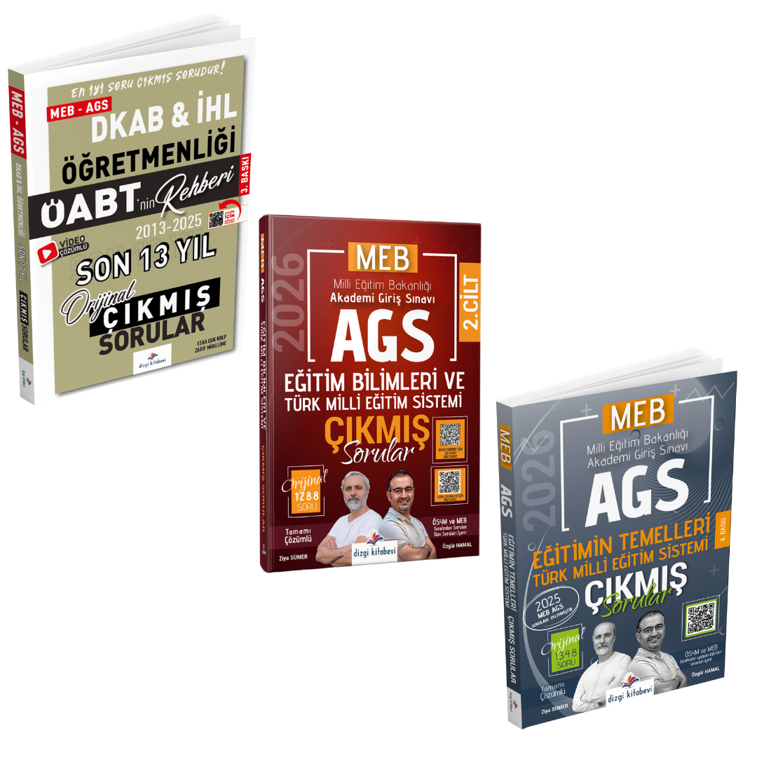 Dizgi Kitap 2026 MEB AGS ÖABT Din Kültürü Öğretmenliği 13 Yıl Çıkmış Sorular & MEB AGS Eğitim Bilimleri ve Türk Milli Eğitim Sistemi Çıkmış Sorular & MEB AGS Eğitimin Temelleri Çıkmış Sorular Seti